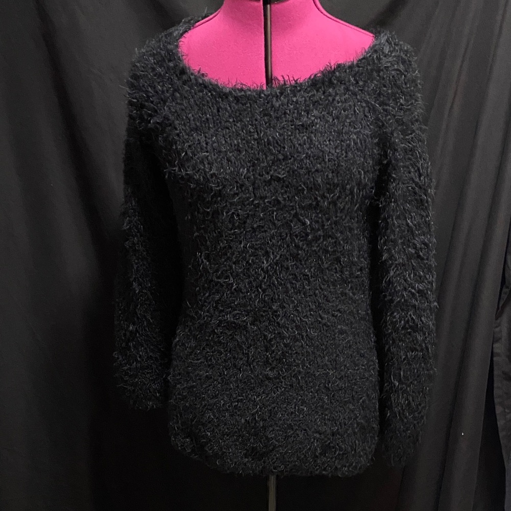 EUC JJ basics Cozy Black Fuzzy Sweater M